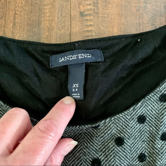 Lands End Gray Polka Dot Herringbone Pattern Dress SZ-XS - Picture 3 of 10